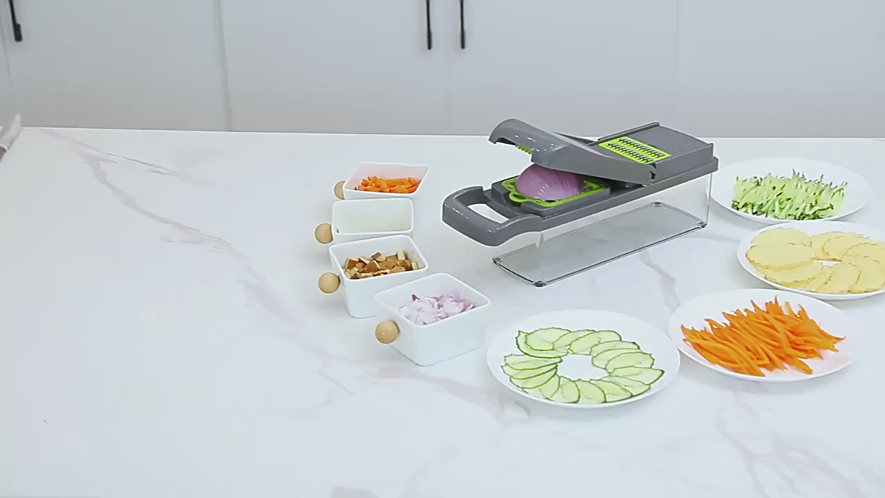 Kitchen Multifunctional Vegetable Cutter 22 Pcs Set | Slicer, Shredder, Dicer For Onion, Potato, Fruits & Vegetables | Household Food Chopper Set